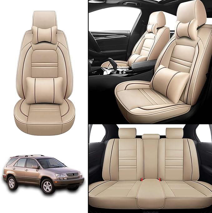 Car Seat Covers for Lexus Car rx300 1999-2003 | 5-Seats Seat Covers, Waterproof Seat Protectors, Automotive Seat Covers (Full Set with Pillow,Beige)