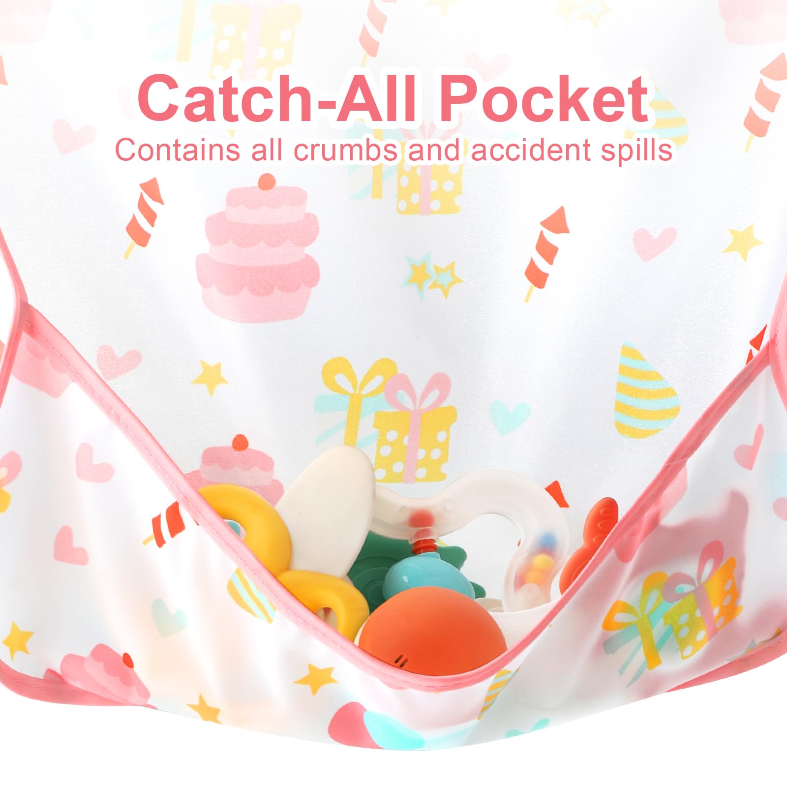 Accmor 5 Pack Long Sleeve Bibs, Baby Smock Waterproof Sleeved Bib Smock for Baby Toddler 6-24 Months