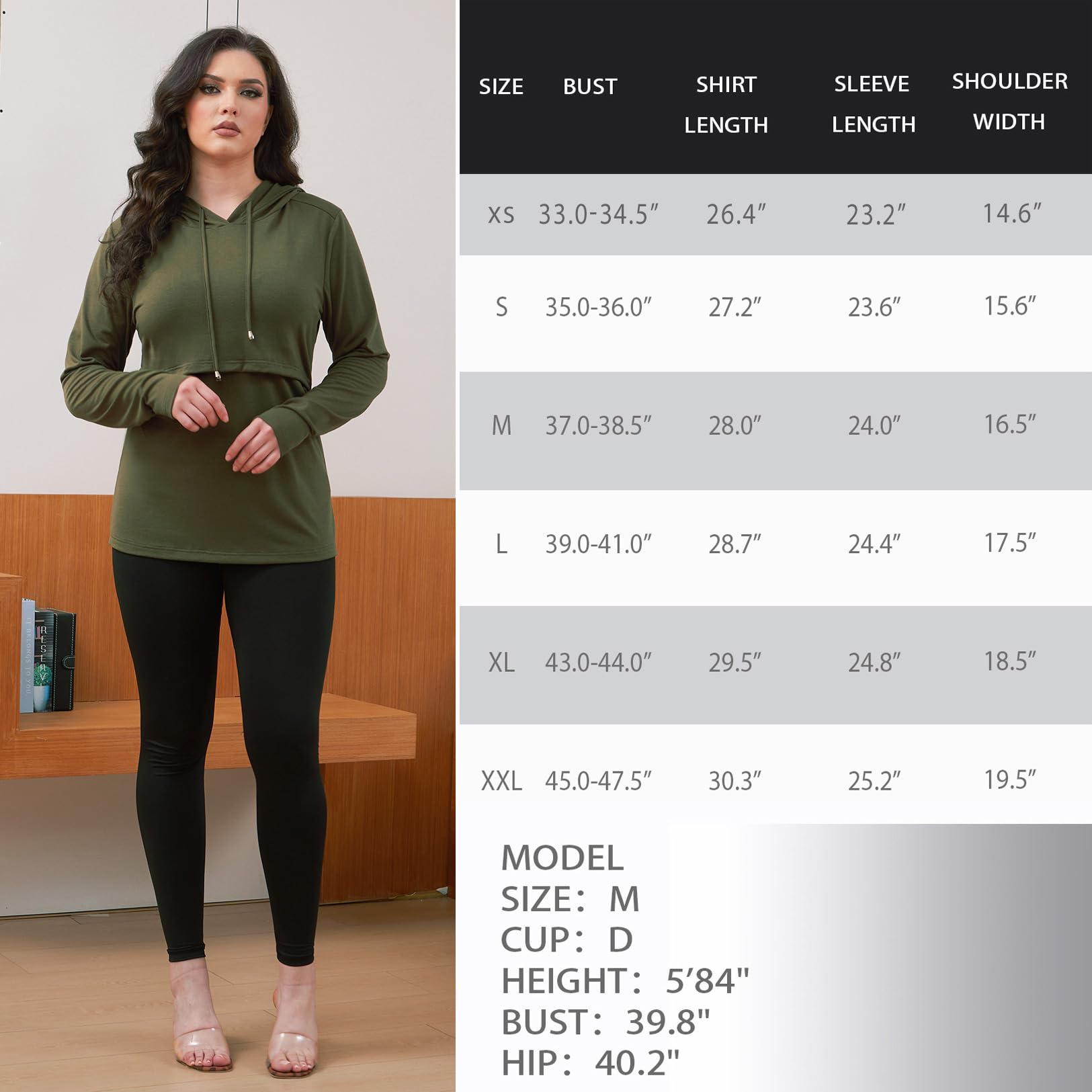 GINKANA Women's Maternity Nursing Shirts Top Long Sleeves Breastfeeding Tops Casual Clothes,Olive Green,S