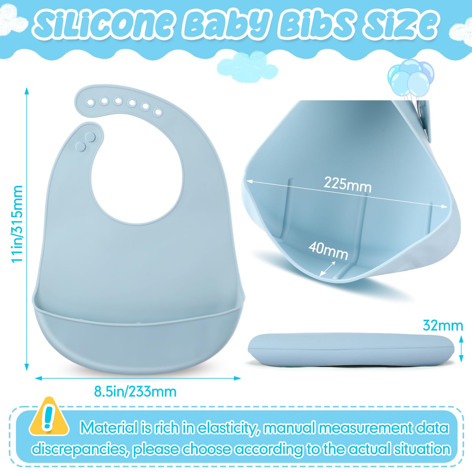 Mepase 24 Pcs Silicone Bibs Waterproof Silicone Baby Bibs Soft Adjustable Baby Feeding Unisex Kid Eating Supplies (Classic Color)