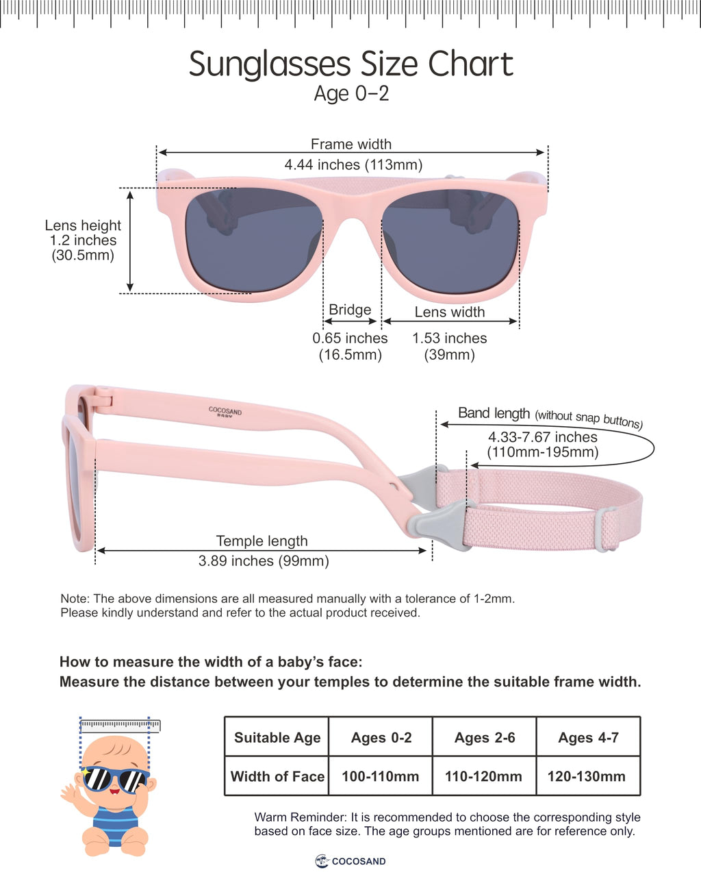 COCOSAND Flexible Polarized Baby Sunglasses with Strap & Silicone Nose Pads