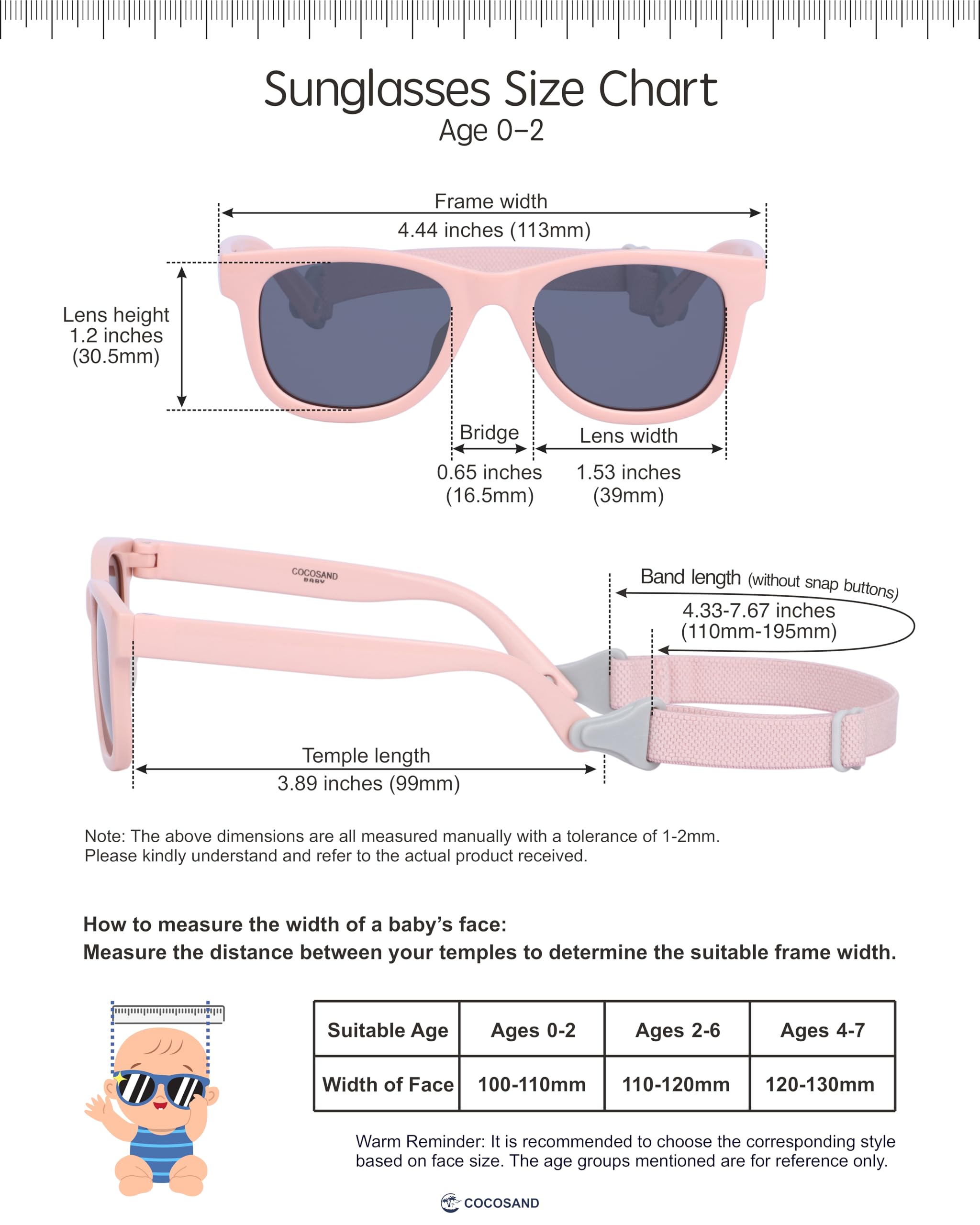 COCOSAND Flexible Polarized Baby Sunglasses with Strap & Silicone Nose Pads