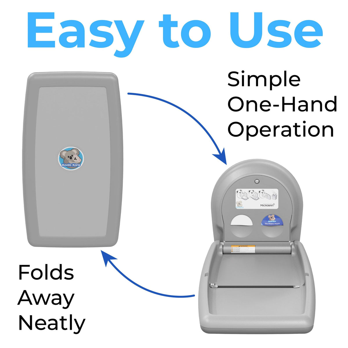Koala Kare Surface-Mounted Horizontal Baby Changing Station, Model KB300-01 (Grey)