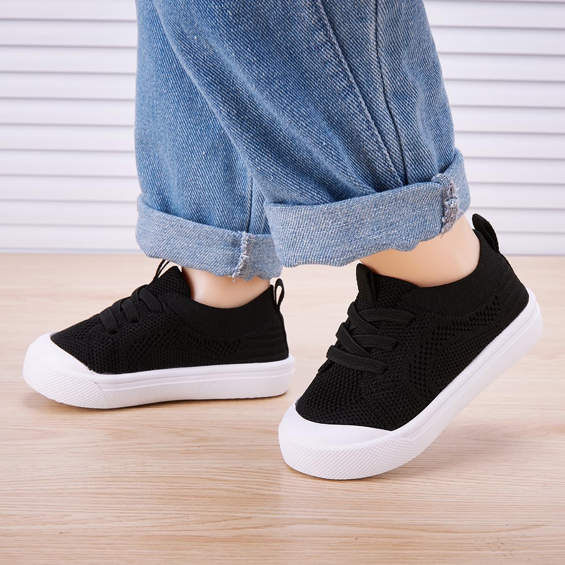 BMCiTYBM Toddler Walking Shoes Baby Boy Girl Barefoot Sneakers Black Size 7
