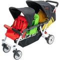 Familidoo H3E 3 Seat Baby Stroller - Tandem Daycare Triple Stroller with 5 Point Safety Harness - for Infants & Toddlers 0-3 Years - Lightweight & Foldable - All Reclining Seats