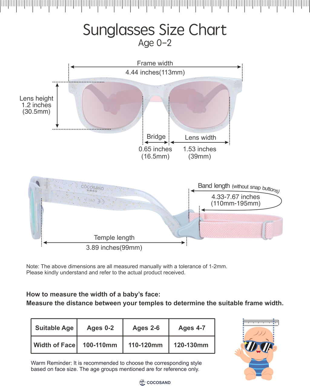 COCOSAND Flexible Polarized Baby Sunglasses with Strap
