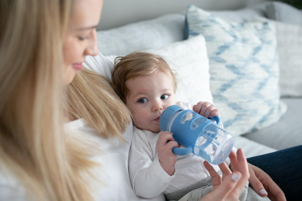 Dr. Brown's Wide-Neck Sippy Spout Bottle with Handles, Blue, 1-Pack