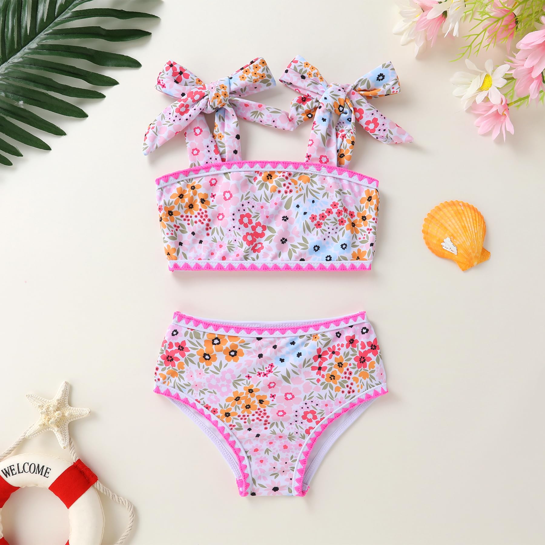 YOUNGER TREE Toddler Girls Two Pieces Swimsuit Color Block Stripe Swimwear Summer Beach Bathing Suit