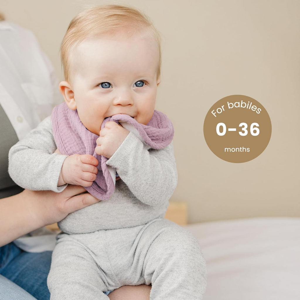 Konssy 10-Pack Muslin Baby Bibs for Drooling and Teething