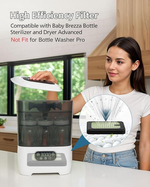 5 Pack Dryer Advanced Filter Replacement for Baby Brezza Baby Bottle Washer
