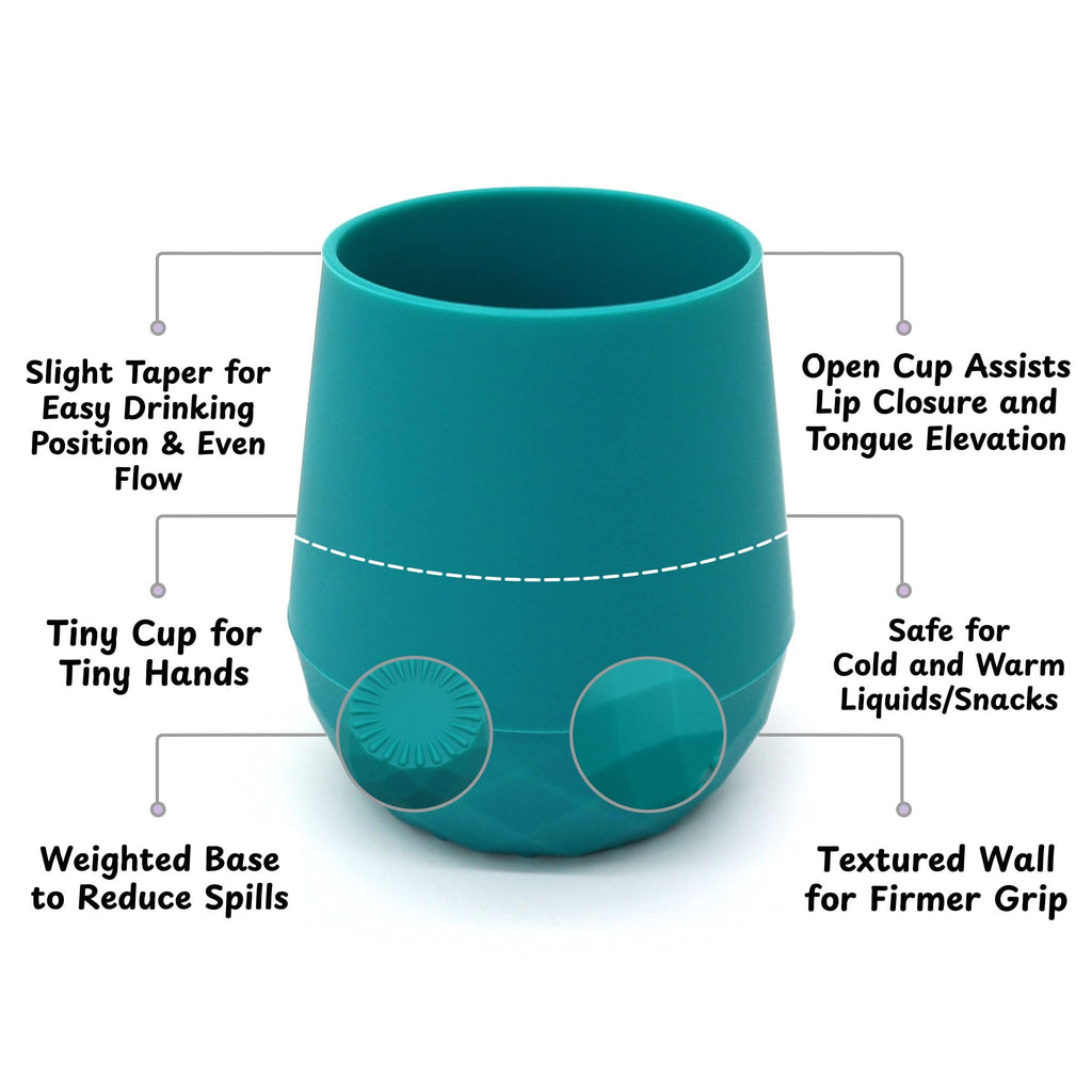 teensy peepsy Silicone Training Cups for Babies 4 Months+ | 2 pack Tiny Transition Cup for Baby Boy Gift, Baby Water Cup for 6-12 Months, Toddler Open Cups 2oz, Baby Essentials for BLW (Aquamarine)