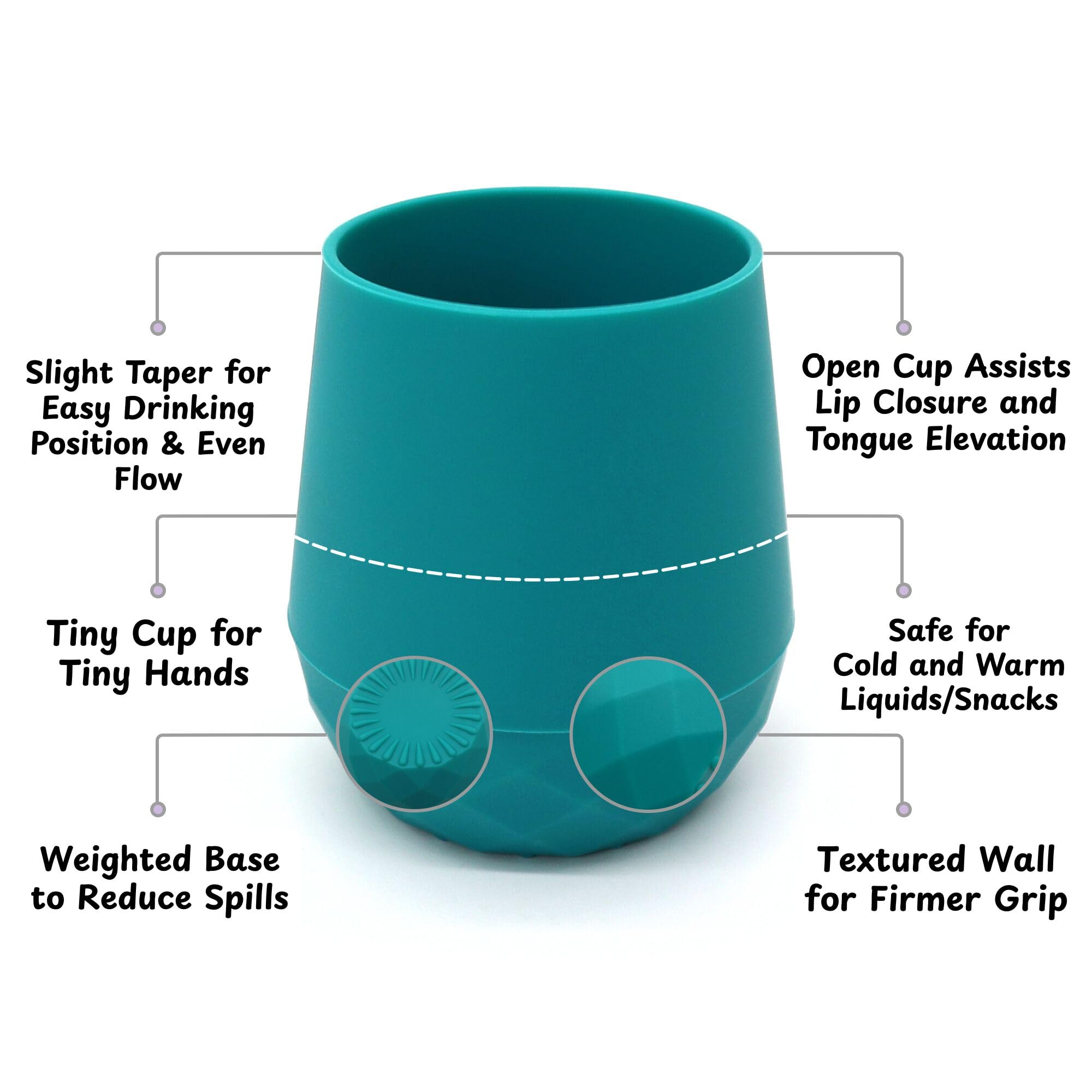 teensy peepsy Silicone Training Cups for Babies 4 Months+ | 2 pack Tiny Transition Cup for Baby Boy Gift, Baby Water Cup for 6-12 Months, Toddler Open Cups 2oz, Baby Essentials for BLW (Aquamarine)