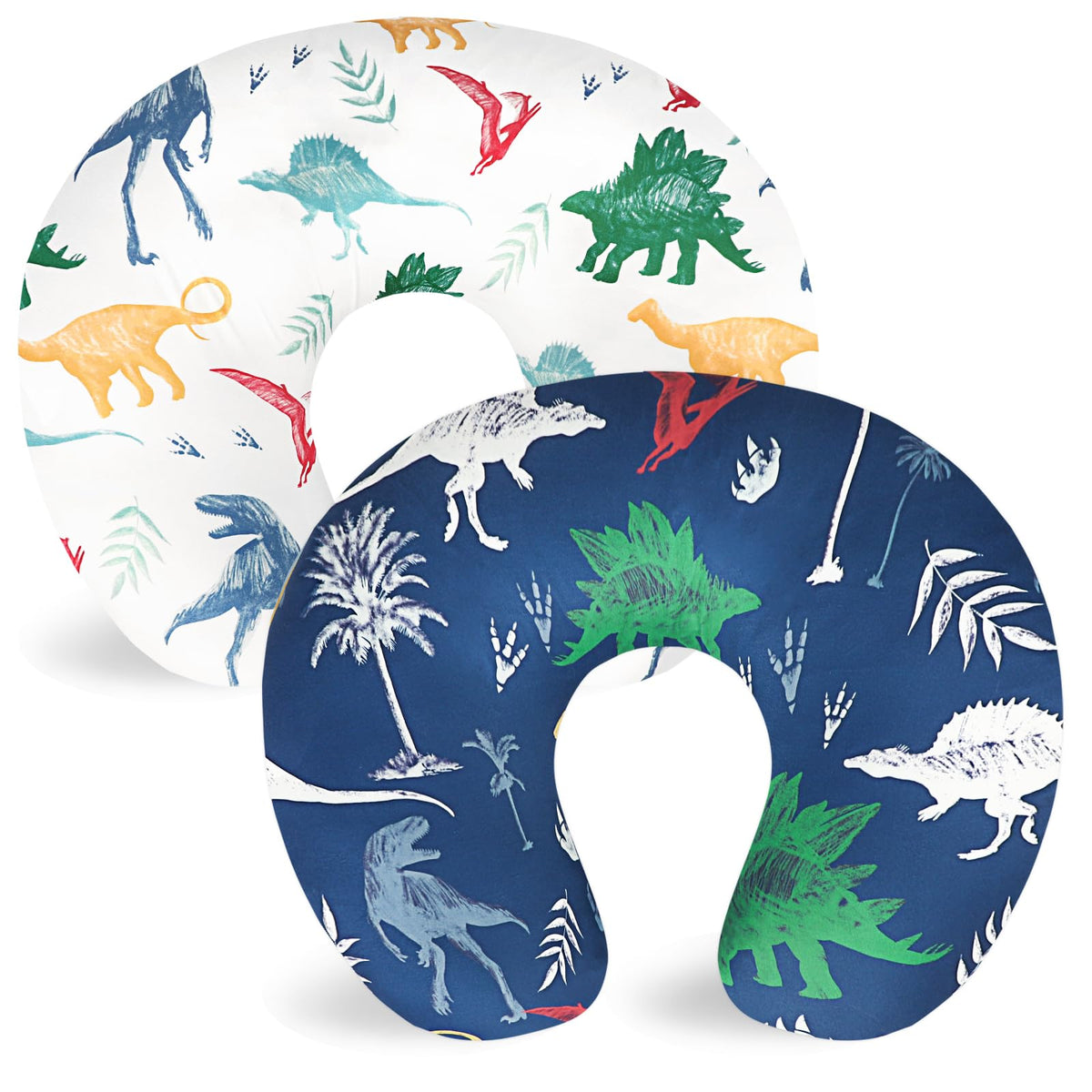 Hooyax Nursing Pillow Covers 2 Pack - Ultra Soft & Stretchable Breastfeeding Pillow Slipcovers, Adorable Cover for Infant Feeding Pillow, for Most Standard Pillows (Dinosaur)