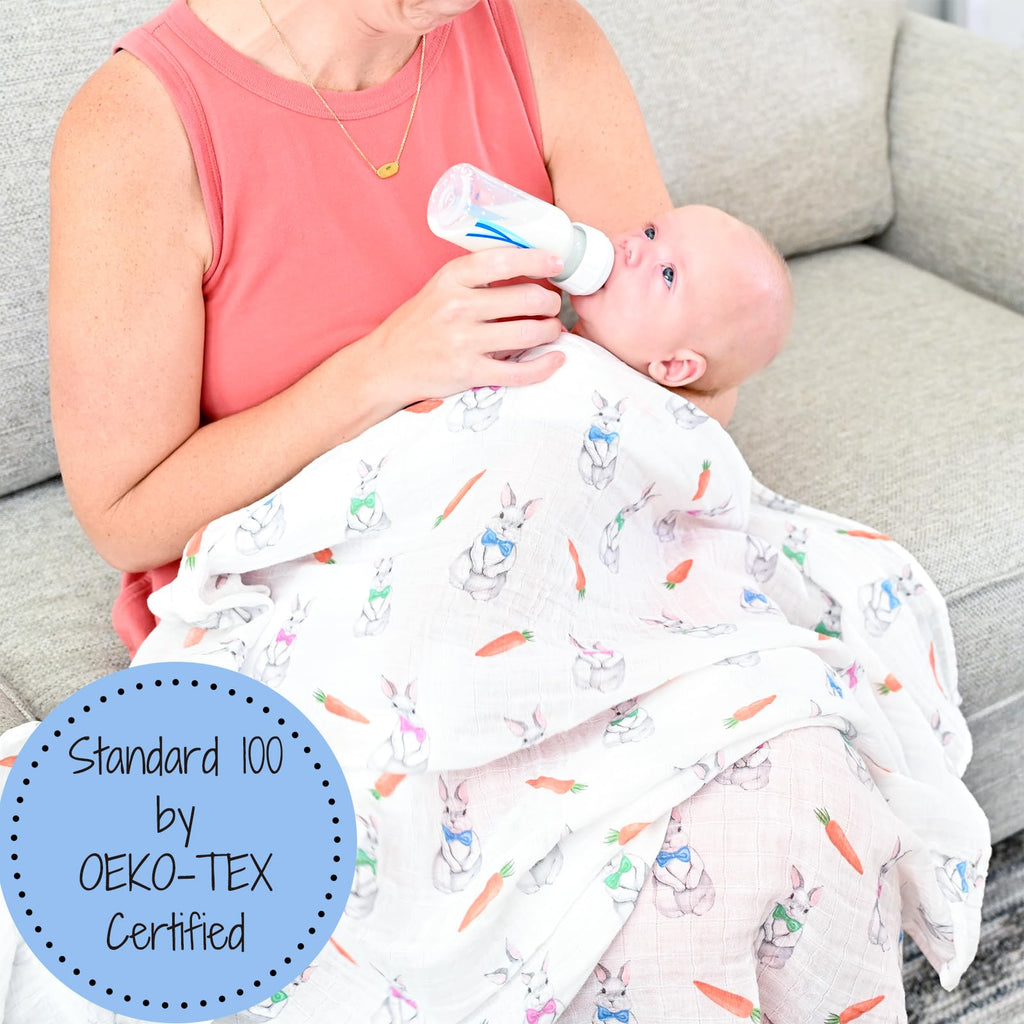 LollyBanks Muslin Swaddle Blankets, 100% Organic Cotton Swaddle Blanket