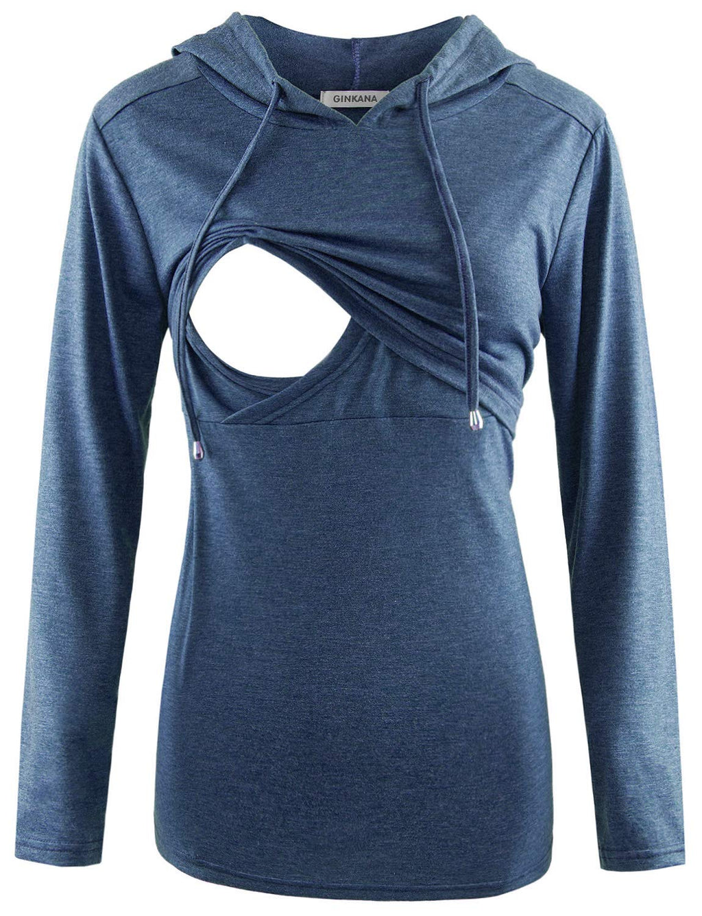 GINKANA Women's Maternity Nursing Shirts Top Long Sleeves Breastfeeding Maternity Tops Casual Clothes,Teal,X-Large