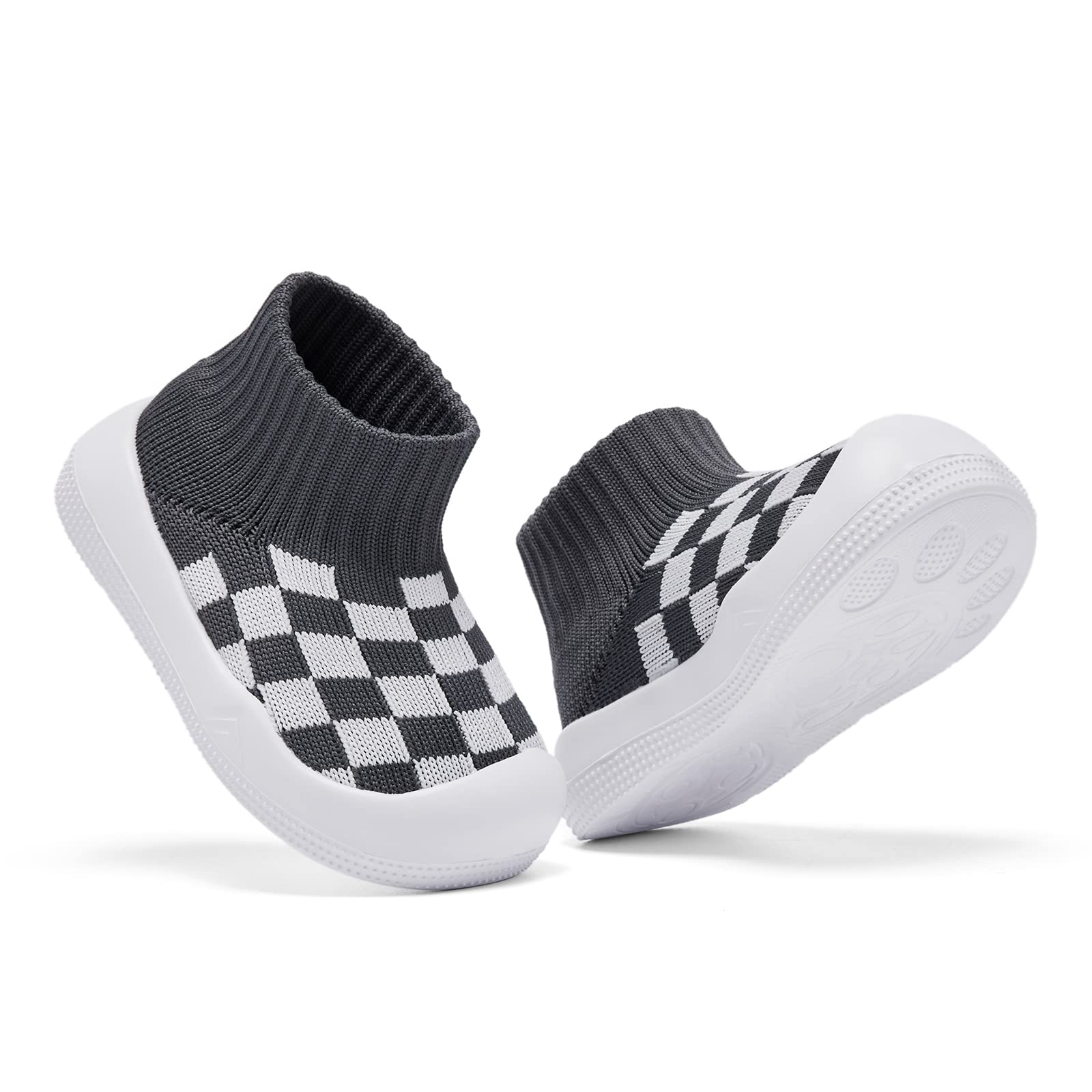 Baby Boy Girl Non-Skid Indoor Infant Walking Shoes Breathable Warm Elastic Sock Shoes with Memory Sole Protect Toes Outdoor Sneakers