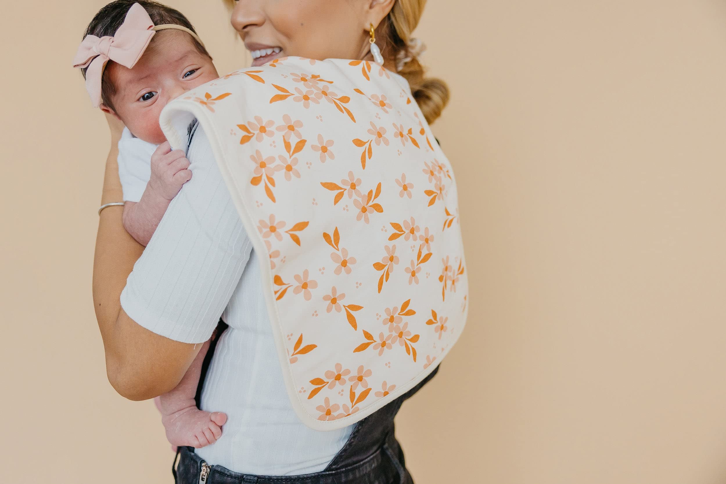 Copper Pearl Premium Baby Burp Cloths - 3-Pack Large Cotton Burp Cloths, Extra Soft Spit Up Rags with 3 Absorbent Layers, Perfect for Baby Boy and Baby Girl Gifts (21" x 10" Size, Rue Set)