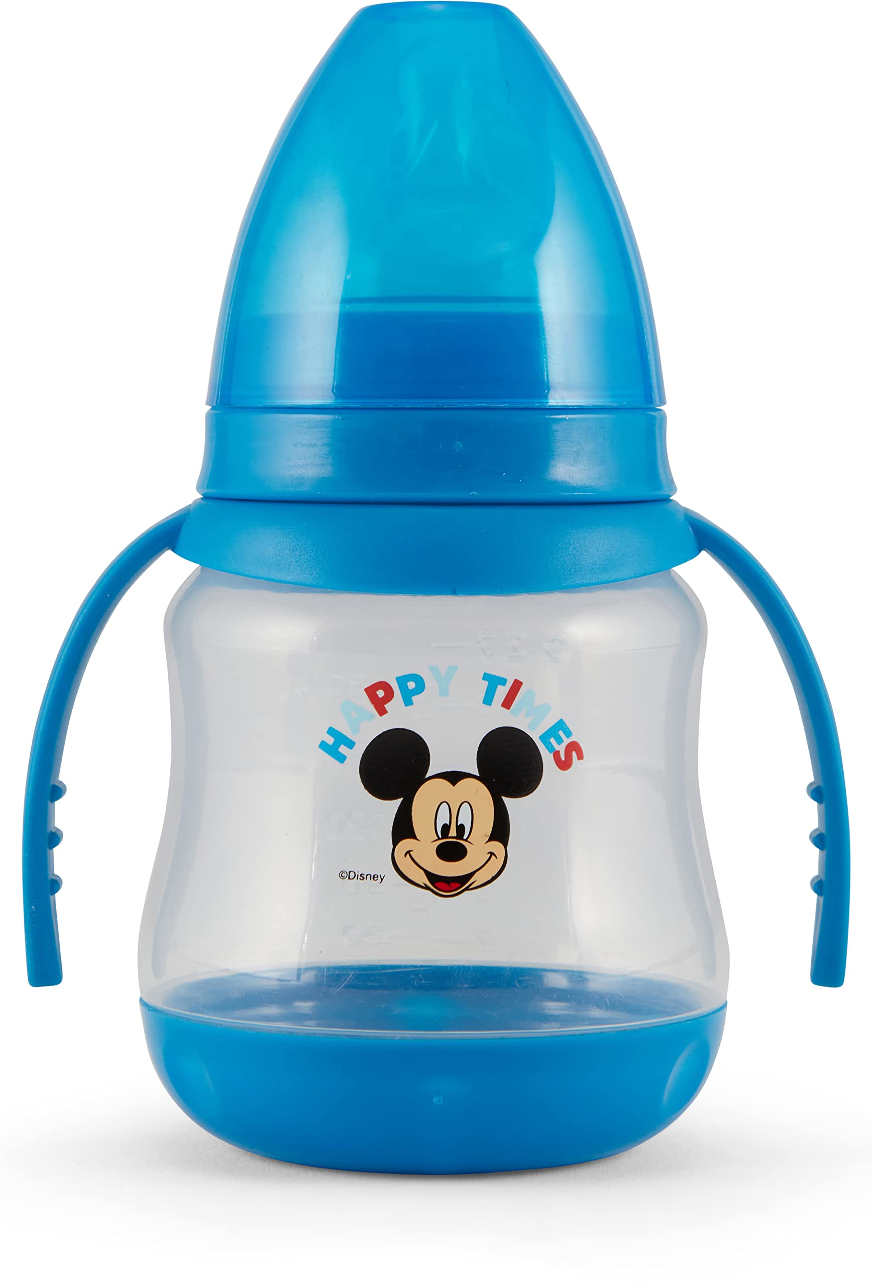 Disney 2 Pack 7 Ounce Baby Bottles with Character Prints and Colored Covers with Double Handle - BPA Free and Easy to Clean