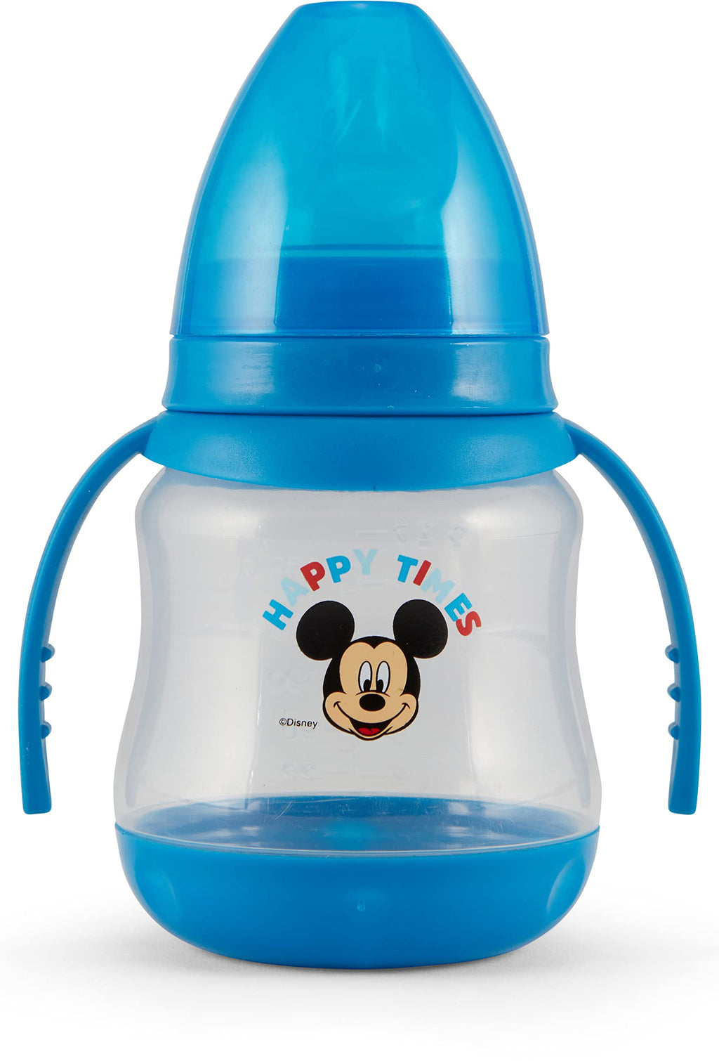 Disney 2 Pack 7 Ounce Baby Bottles with Character Prints and Colored Covers with Double Handle - BPA Free and Easy to Clean