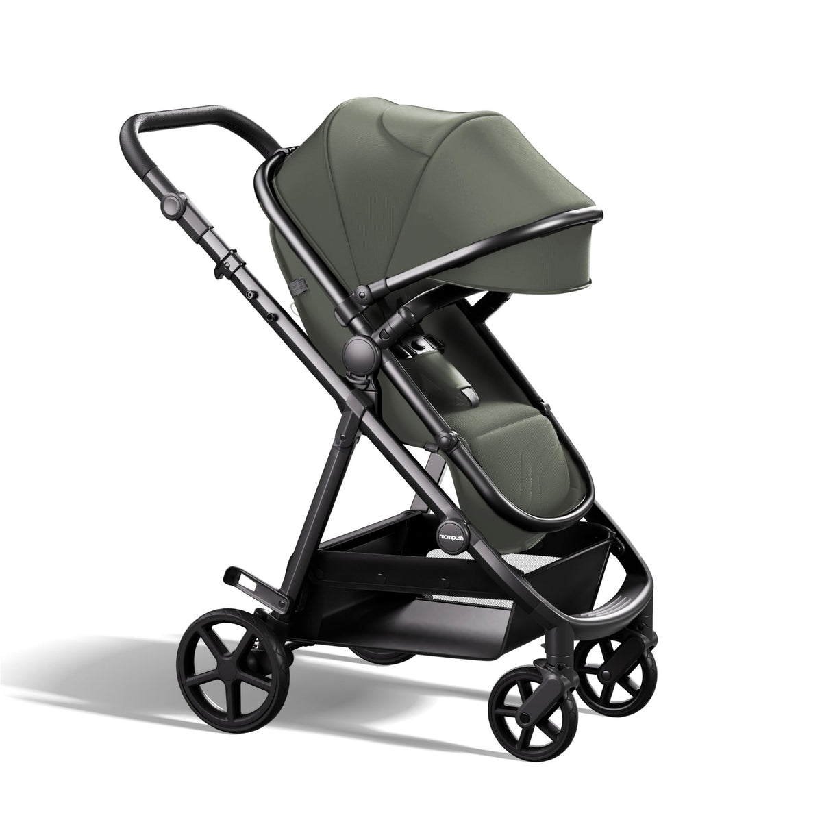 Mompush Wiz 2-in-1 Bassinet Stroller Reversible Seat, One-Hand Fold, Black