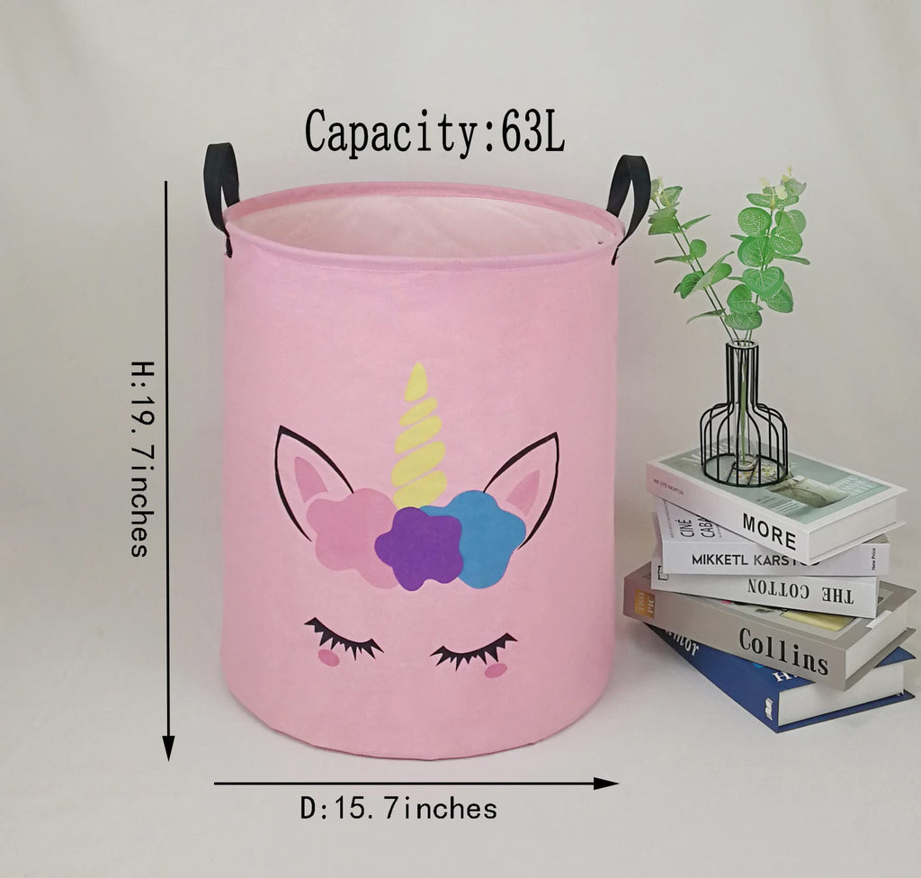 DUYIY Kids Laundry Hamper Storage Basket Laundry Organizer Hamper Storage Bins Clothes Box Nursery Hamper Gift Basket with Handles (Unicorn)