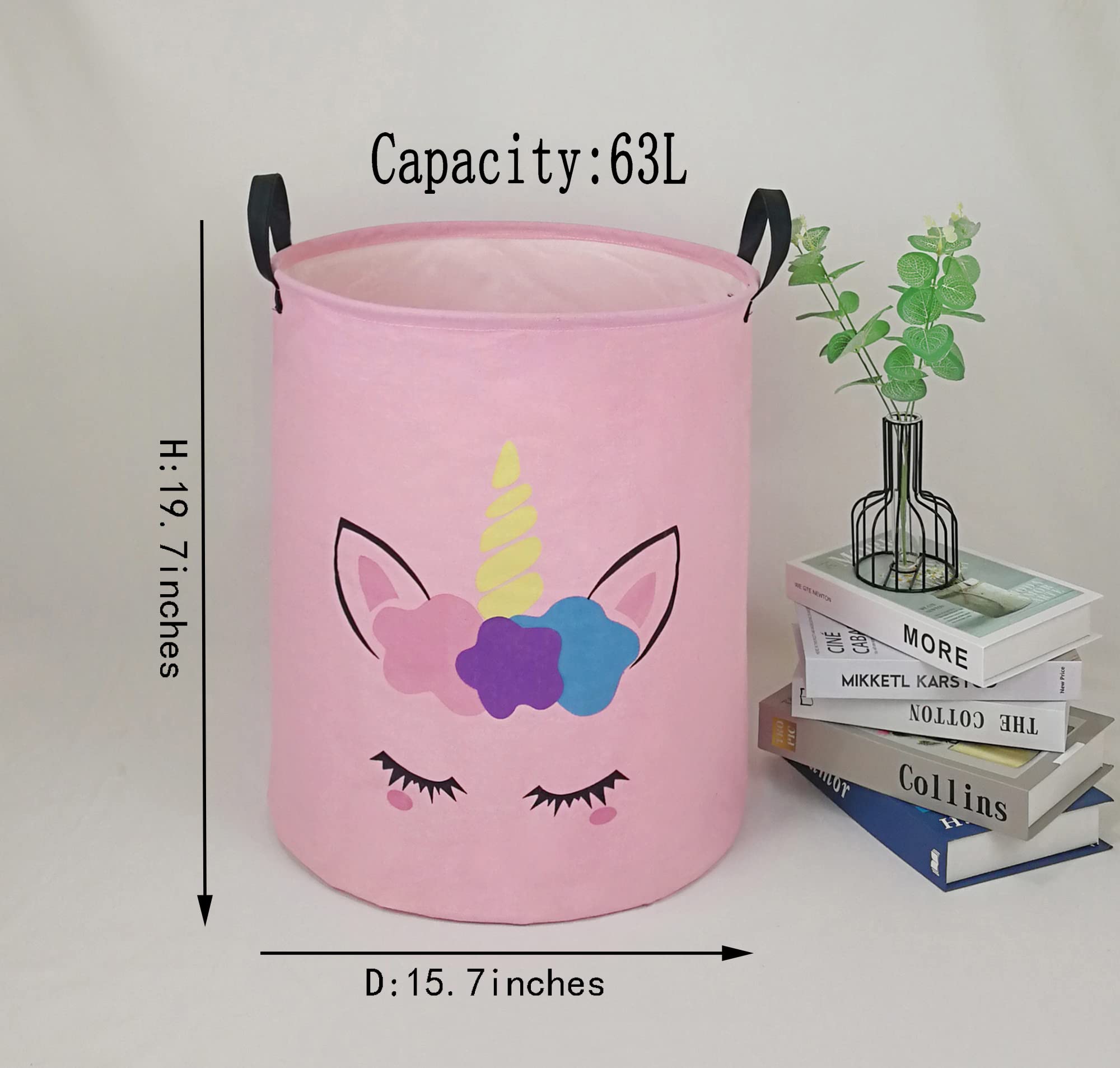 DUYIY Kids Laundry Hamper Storage Basket Laundry Organizer Hamper Storage Bins Clothes Box Nursery Hamper Gift Basket with Handles (Unicorn)