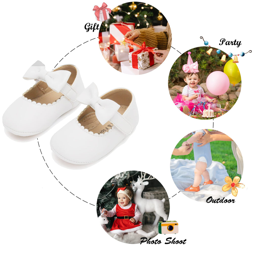 Soft Sole Baby Shoes - Infant Baby Walking Shoes Moccasins Rubber Sole Crib Shoes（White,2.5-3 Years Toddler
