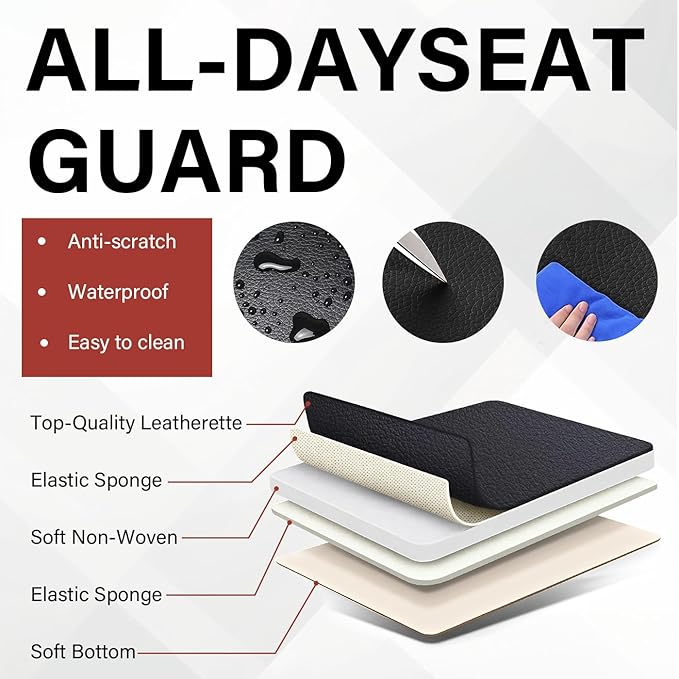 Leather Car Seat Covers Fit for LR LR4 2009-2016, 5 Seater Waterproof and Wear-Resistant Seat Cover Interior Accessories(Full Set,Black&White)