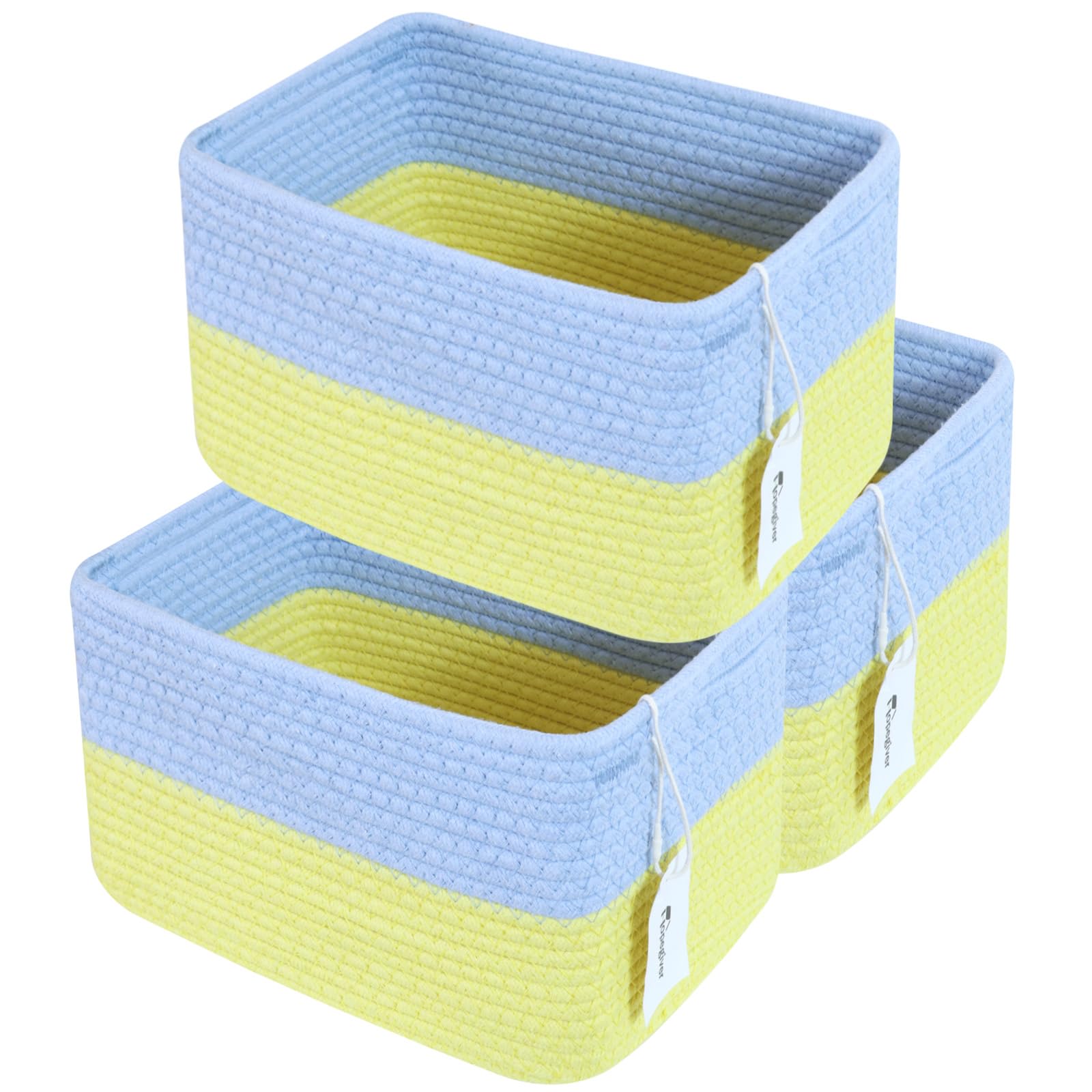 Hopegiver 3 Pack Rainbow Woven Storage Baskets for Shelves, 11x8x7 Inch Cotton Rope Decorative Organizer Bins for Blanket Clothes Book Baby Pet, Colorful Toy Basket for Kids Room, Playroom, Nursery