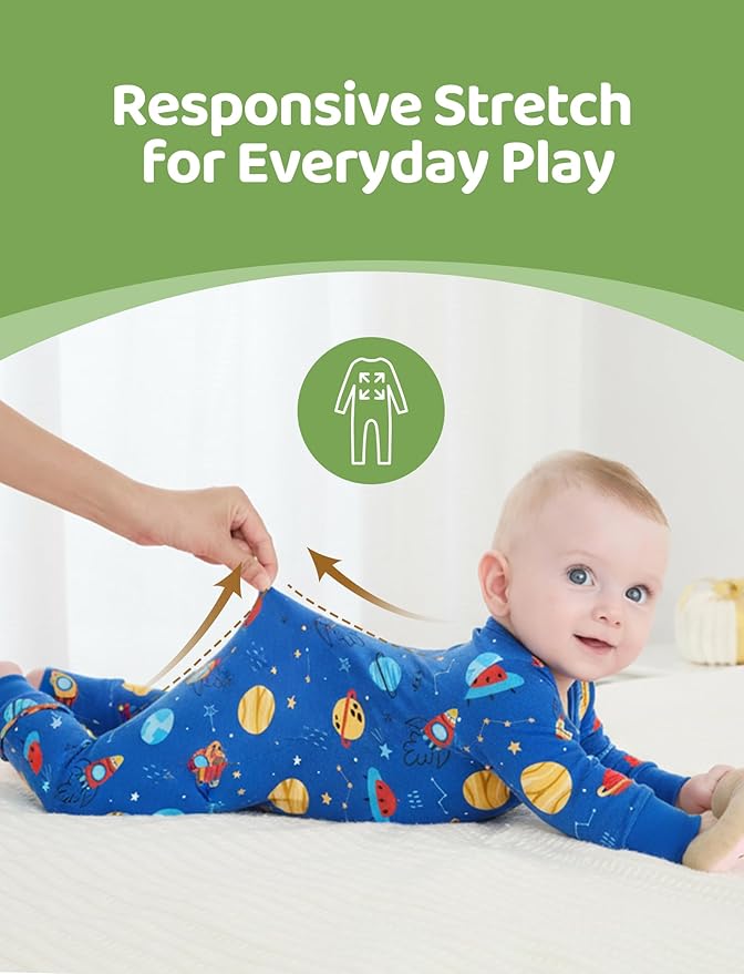 PATPAT Baby Footies Boys Girls - Bamboo Viscose - Zipper & Non-Slip Soles Romper Mitten - Footed & Footless Infant Clothes