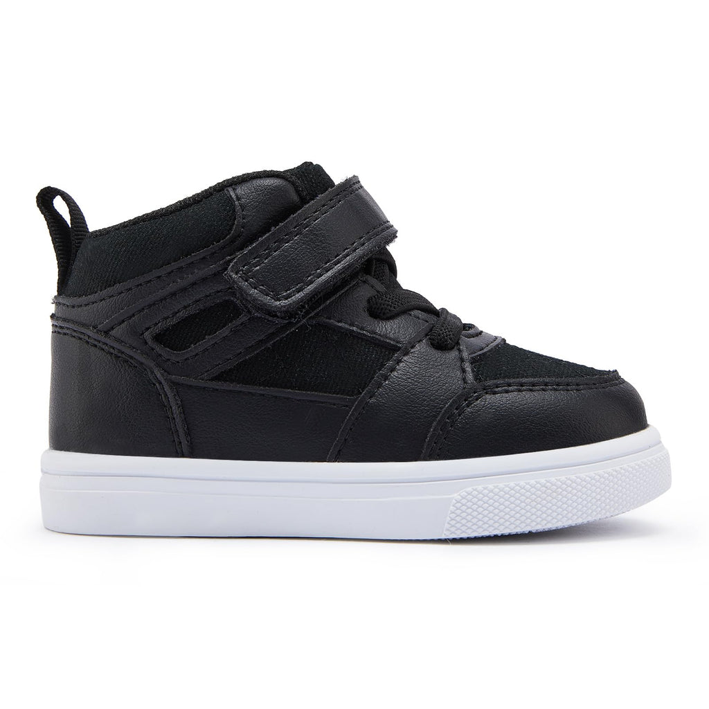 BMCiTYBM Baby High Top Sneakers Boy Girl Walking Shoes Infant First Walker Shoes for 6 9 12 18 24 Months Black Size 4 Toddler