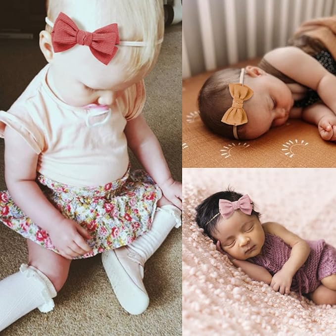 Baby Girl Headbands and Bows, Newborn Infant Toddler Nylon Elastics Hairbands Hair Accessories