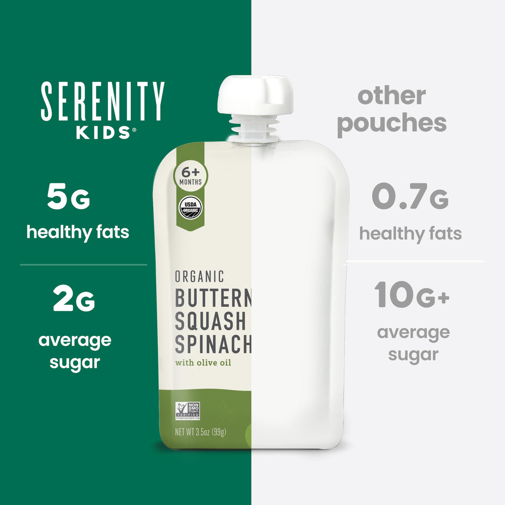 Serenity Kids 6+ Months Veggie Puree Baby Food Pouches - 3.5 Oz, Pack of 12