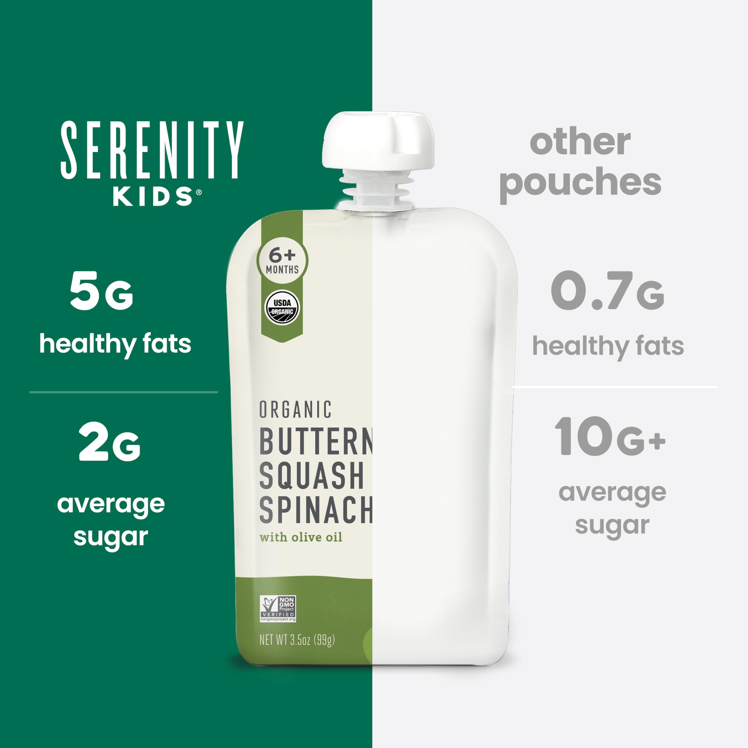 Serenity Kids 6+ Months Veggie Puree Baby Food Pouches - 3.5 Oz, Pack of 12