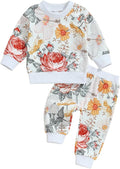 Fernvia Toddler Baby Girl Clothes 3 6 9 12 18 24 Months Fall Outfits Solid Long Sleeve Sweatshirt Tops + Pants Set