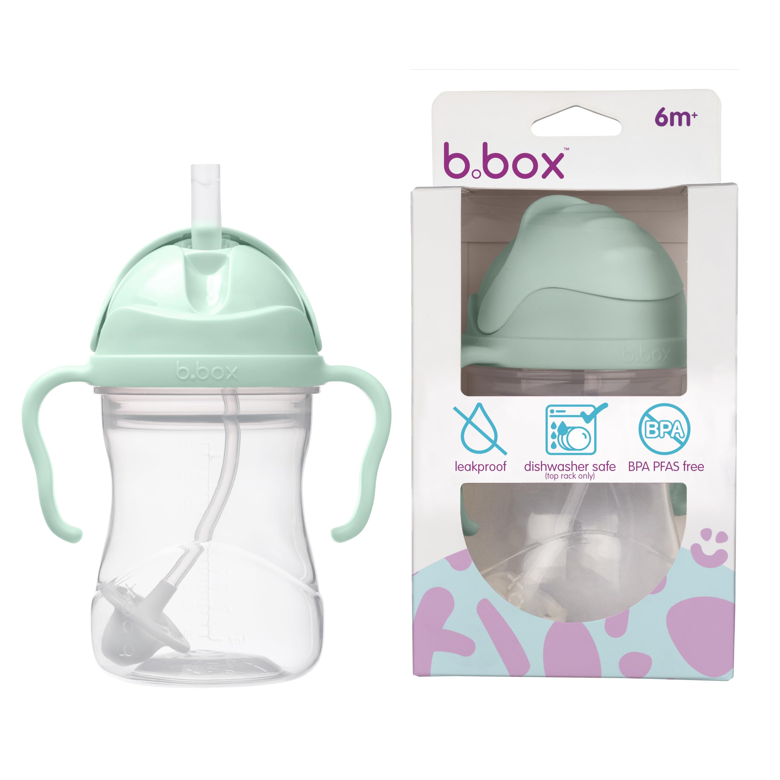 b.box Sippy Cup with Weighted Straw, Toddler Straw Cup, Spill Proof, 8oz