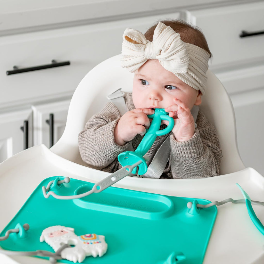 Busy Baby Teething Spoon is Dishwasher Safe in Food Grade Silicone (Pewter)