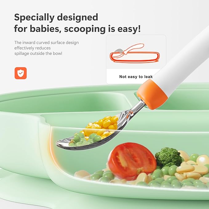 Li&Zhao Baby Bowls with Suction - Suction Plates for Toddlers Toddler Plate Baby Plate Divided Design Kids Plates Baby Suction Plate with Lids Microwave & Dishwasher