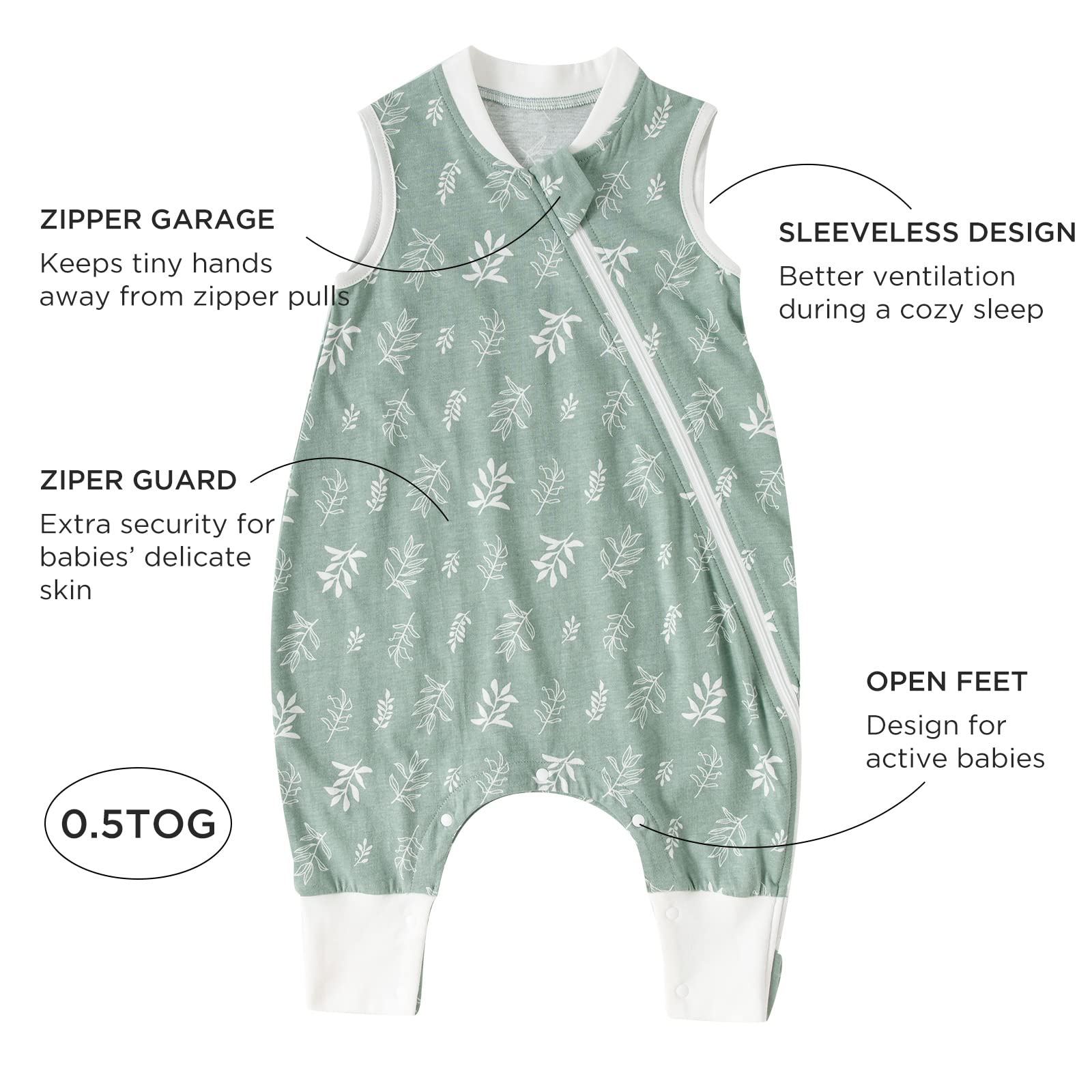Duomiaomiao 0.5 TOG Toddler Sleep Bag 6-12 Months 100% Cotton Lightweight Baby Sleep Sack with Feet, Breathable Comfy Toddler Wearable Blanket
