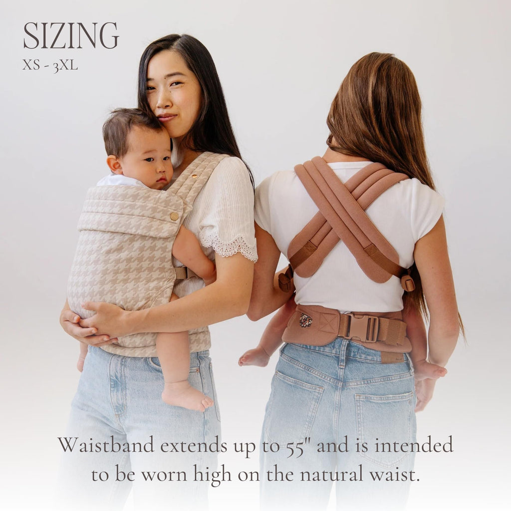 Mabē Monarch Ergonomic Baby Carrier – Premium Cotton Soft Structured Newborn to Toddler Carrier with Hip-Healthy Design, 3 Carry Positions (9-46 lbs), Lightweight & Breathable, (Mocha Check)