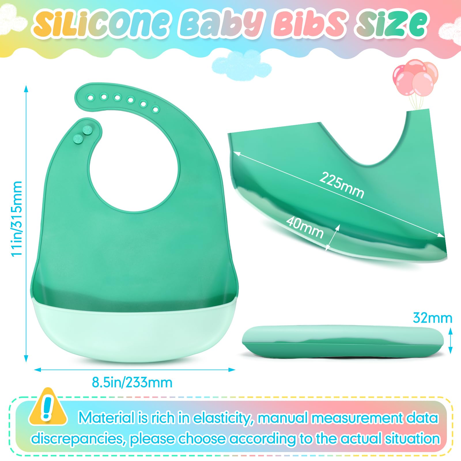 Mepase 12 Pcs Silicone Bibs Waterproof Silicone Baby Bibs Soft Adjustable Baby Feeding Unisex Baby Eating Supplies(Bright Color)