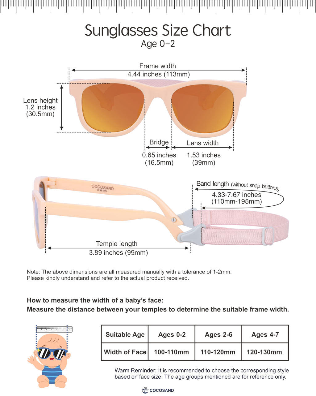 COCOSAND Flexible Polarized Baby Sunglasses with Strap & Silicone Nose Pads