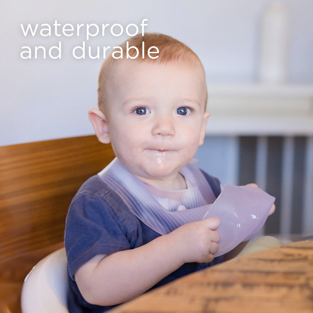 Olababy Fold N Go Silicone Baby Bib w/Travel Case, Waterproof (Lemon)
