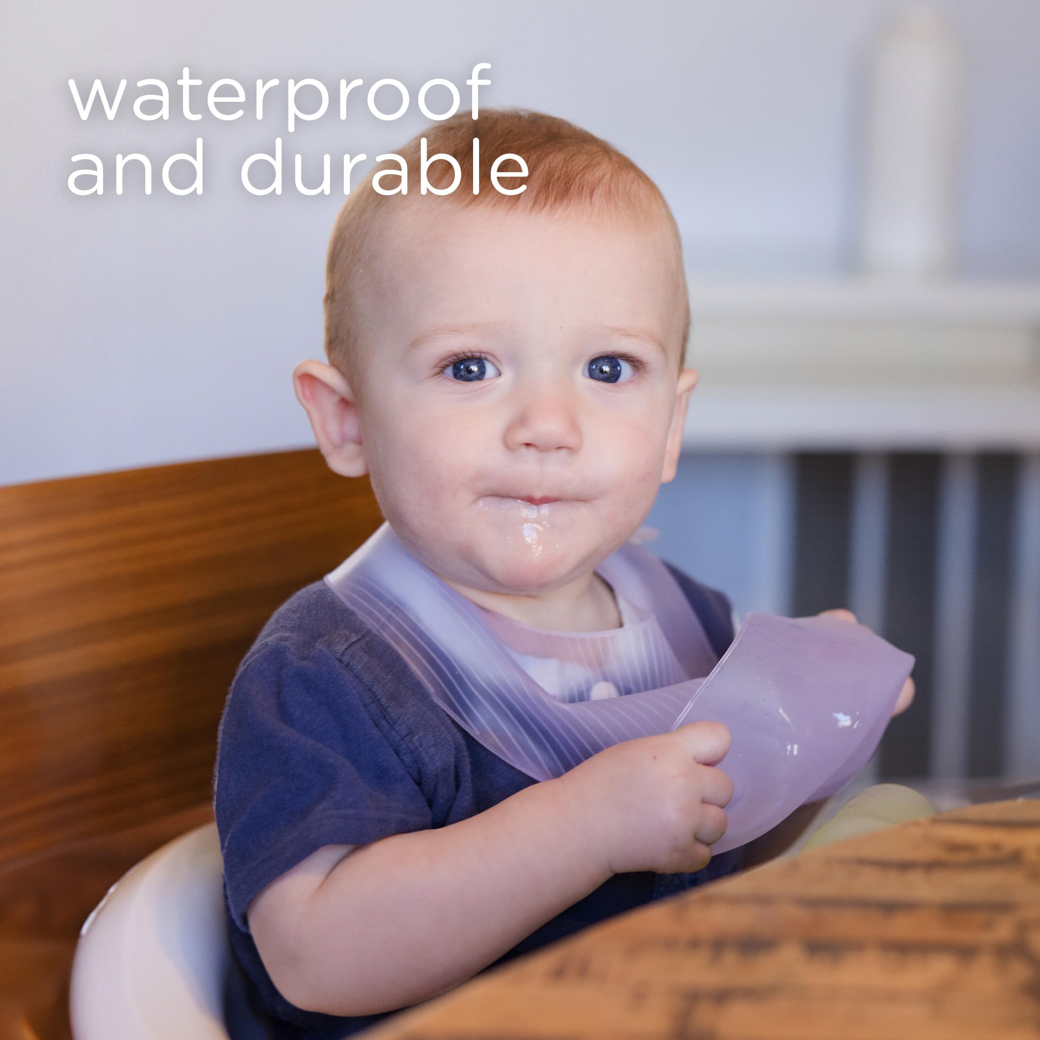 Olababy Fold N Go Silicone Baby Bib w/Travel Case, Waterproof (Lemon)