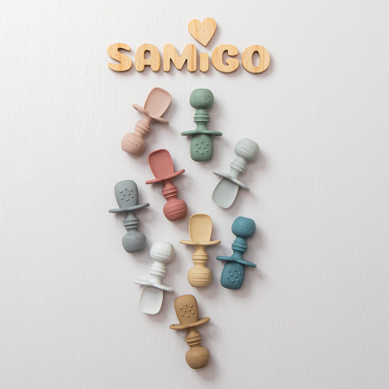 SAMiGO Silicone Baby Open Cup and Self Feeding Spoons Set, 6+ Months, 3 Pcs