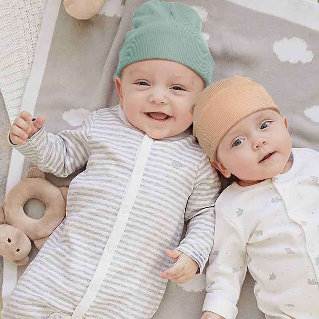 DRESHOW BQUBO 6 Pack Baby Newborn Hats Set for Unisex Infant Newborn Toddler Soft Beanie Hat for Boys Girls 0-6 Months