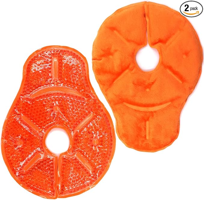 Reusable Breast Therapy Pack, Breast Ice Packs, Breastfeeding Essentials, for Breastfeeding Relief, Nursing Pain, Engorgement, Swelling Augmentation, Mastitis, Mastectomy Recovery, 2 Pack Orange