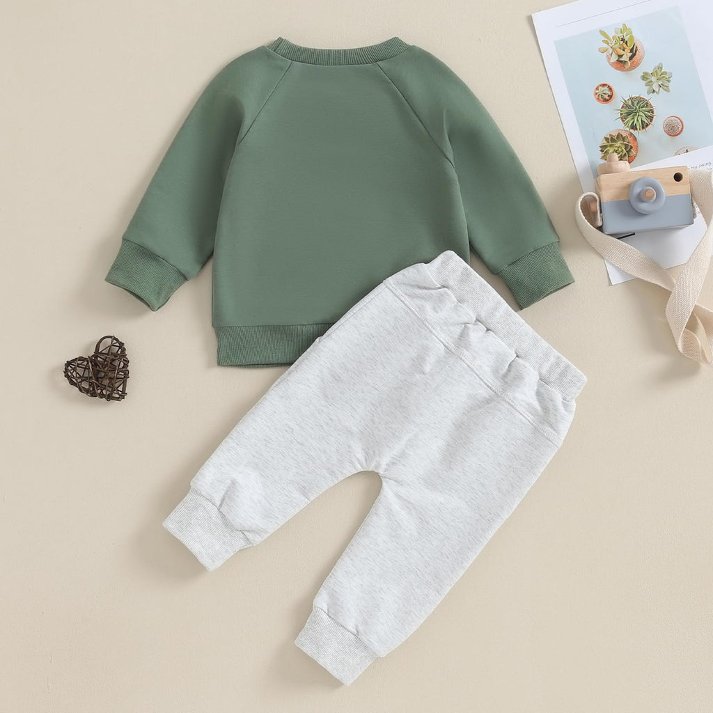 MA&BABY Toddler Baby Boy Clothes Solid Color Sweatshirt Jogger Pants Set