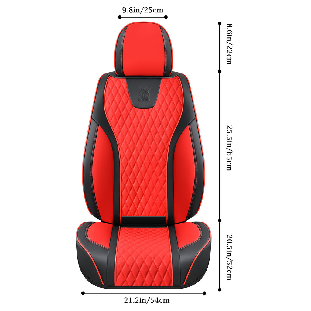 Doogo Front Seat Covers, Leather Seat Covers for Cars,Waterproof Car Seat Protector 2PCS, Auto Driver Seat Cover Accessories Fit for Most SUV Trucks(Black&Red,Front Pair)