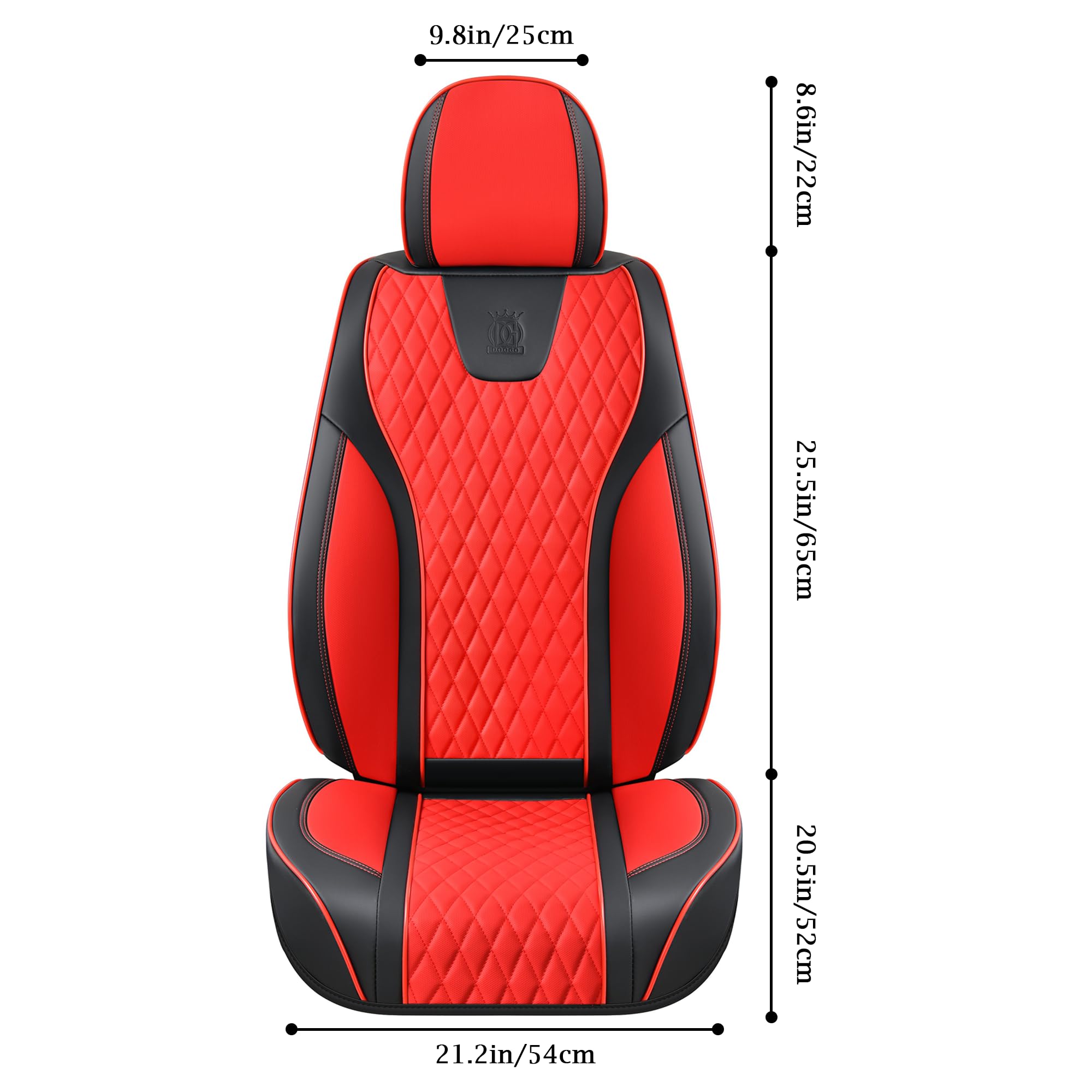 Doogo Front Seat Covers, Leather Seat Covers for Cars,Waterproof Car Seat Protector 2PCS, Auto Driver Seat Cover Accessories Fit for Most SUV Trucks(Black&Red,Front Pair)